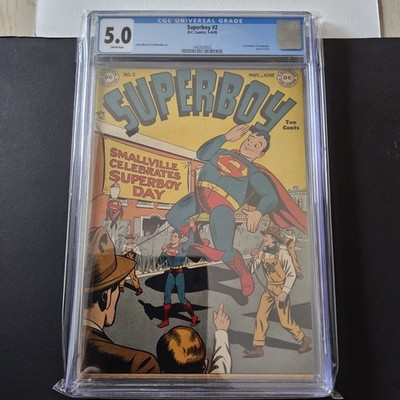 Superboy #2 CGC 5.0 DC Comics 1949 1st mention of Smallville