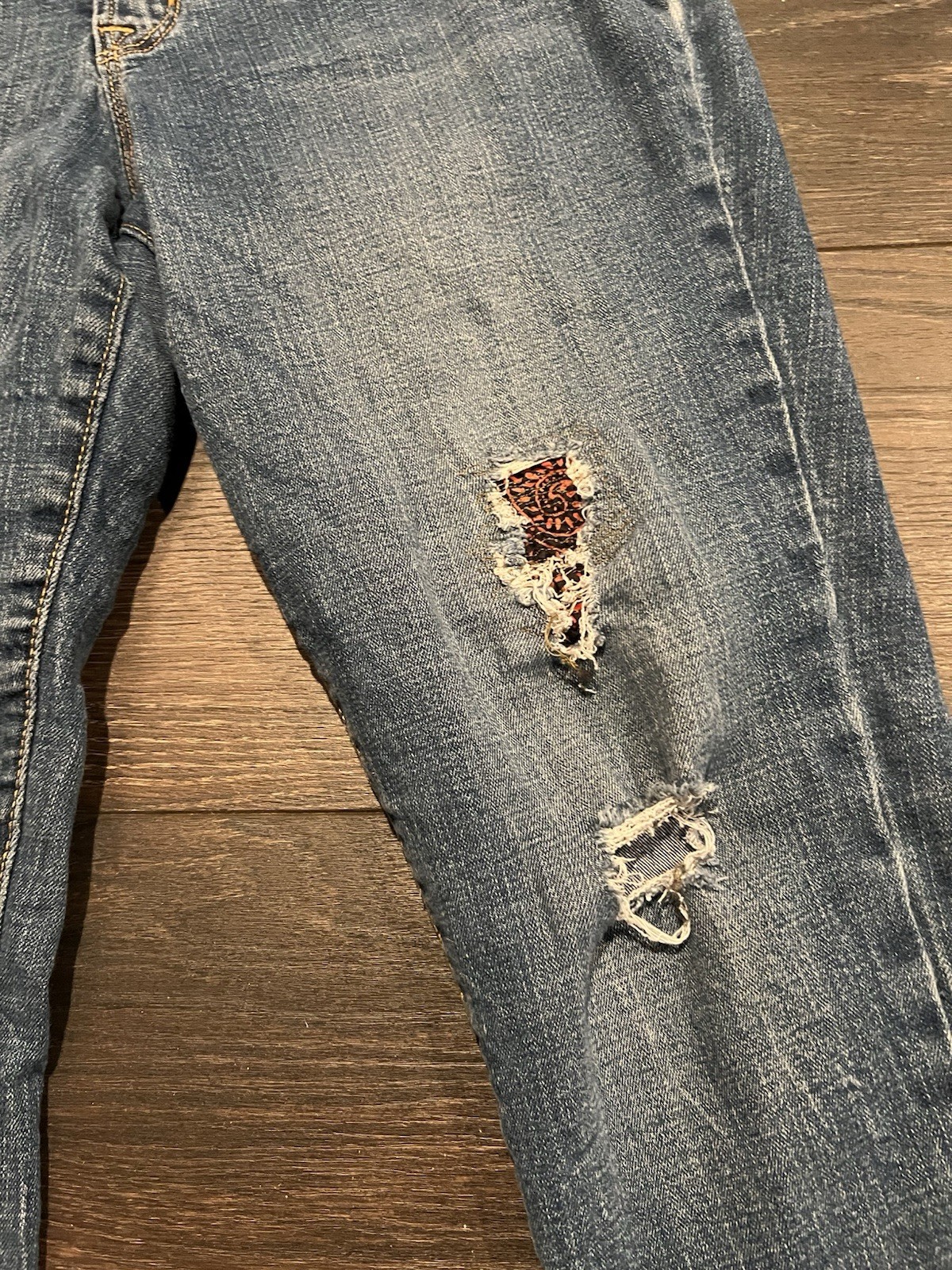 Handmade Upcycled Patchwork Embroidered Straight … - image 5