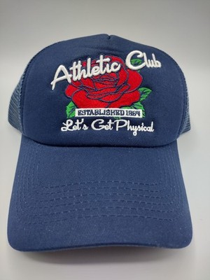 Anthropologie Trucker Hat Navy Blue Lets Get Physical Athletic Hat NEW WITH TAGS
