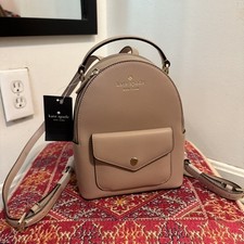 299 Kate Spade New York Schuyler Warm Beige Saffiano Leather Mini Backpack E1