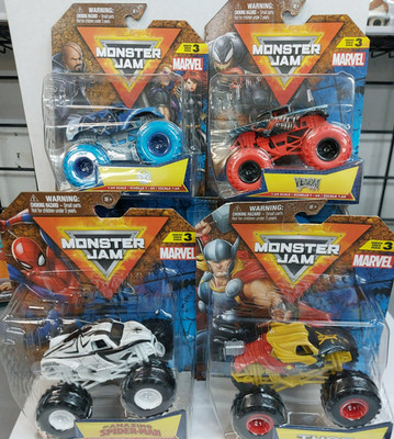 Monster Jam Marvel Series 3 1/64 Spin Master Set of 4 Venom Spider-Man New 2025