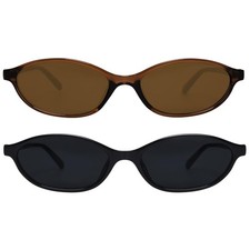Retro Oval Sunglasses for Women Chic Cat Eye 90s Sunnies Lightweight Narrow S...
