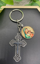 4.125 Silver-Tone Cross Mary Child Keychain Backpack New Free Ship B8384