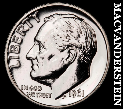 1961 Silver Roosevelt Dime - Choice Gem Proof  Lustrous  No Reserve  #i1017