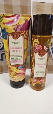 DREAMING OF RIO FRAGRANCE MIST BODY CREAM BATH BODY WORKS GIFT WRAP 2 PC LOT