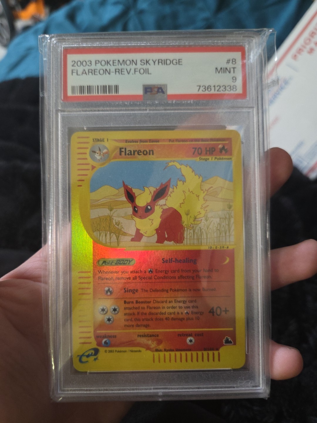2003 Pokemon Skyridge Flareon Reverse Holo #8/144 PSA 9