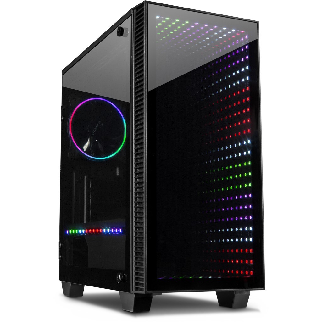 Inter-Tech X-608 Infinity Micro RGB LED Gaming PC-Gehäuse – Micro-ATX, Glasfront