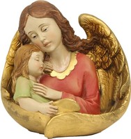 Heiligenfigur Schutzengel MäDchen 11 Cm Polyresin Deko Figur