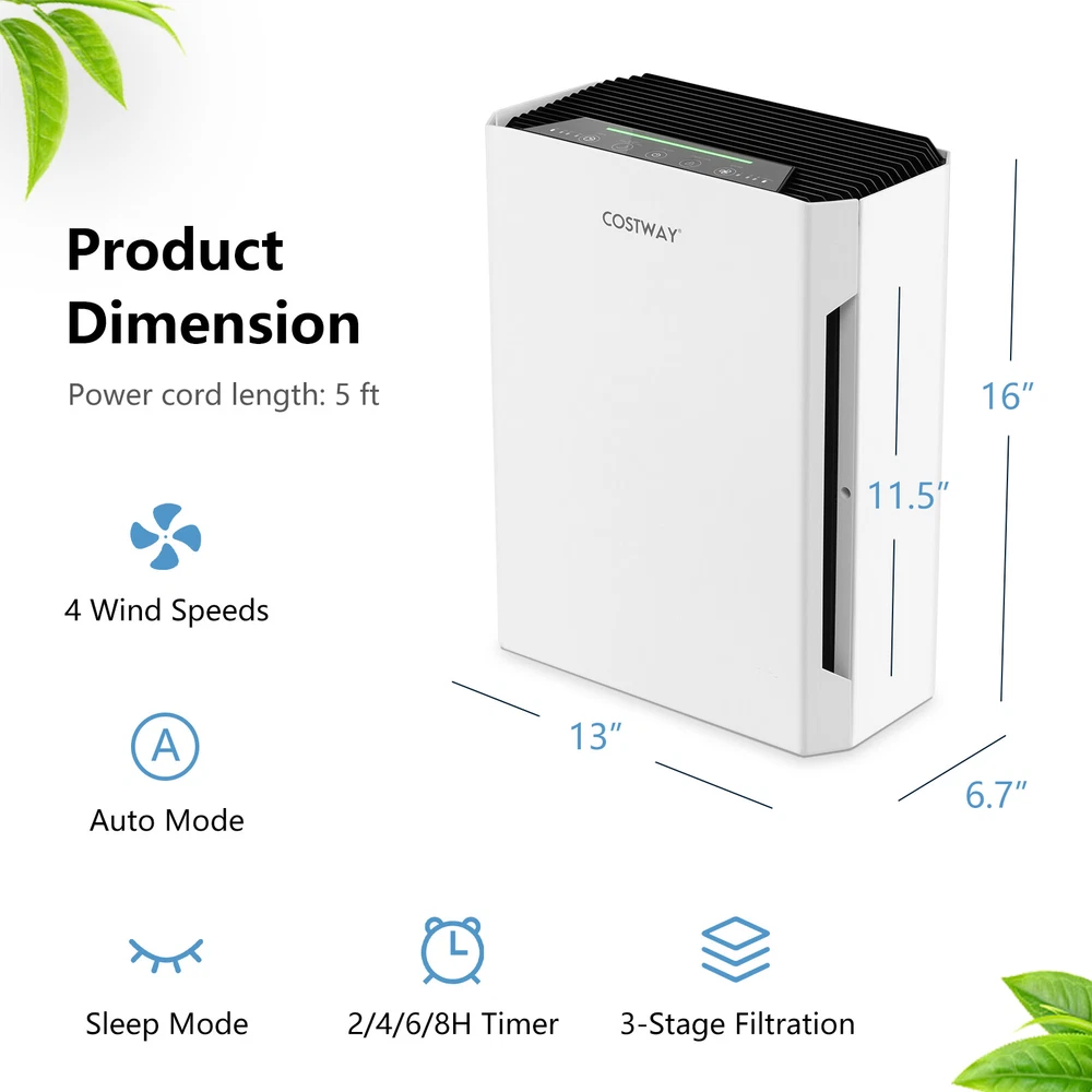 Air Purifier Up to 1300 Sq Ft 100% Ozone Free Air Cleaner w/H13 True HEPA Filter Air Purifier Up to 1300 Sq Ft 100% Ozone Free Air Cleaner w/H13 True HEPA Filter