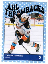 23/24 2023 UPPER DECK UD AHL TREVOR CARRICK TB-5 THROWBACKS BLUE STARS /35 GULLS