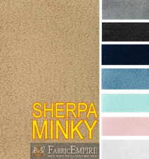Minky Sherpa Faux Fur Fabric 60" Wide Sold By the Yard in 9 Colors Available