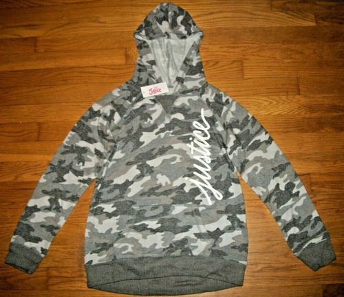 NWT JUSTICE CAMO LOGO SNUGGLY SOFT HOODIE TOP GIRLS SZ 10 12 14 16 18 20 - Picture 4 of 15