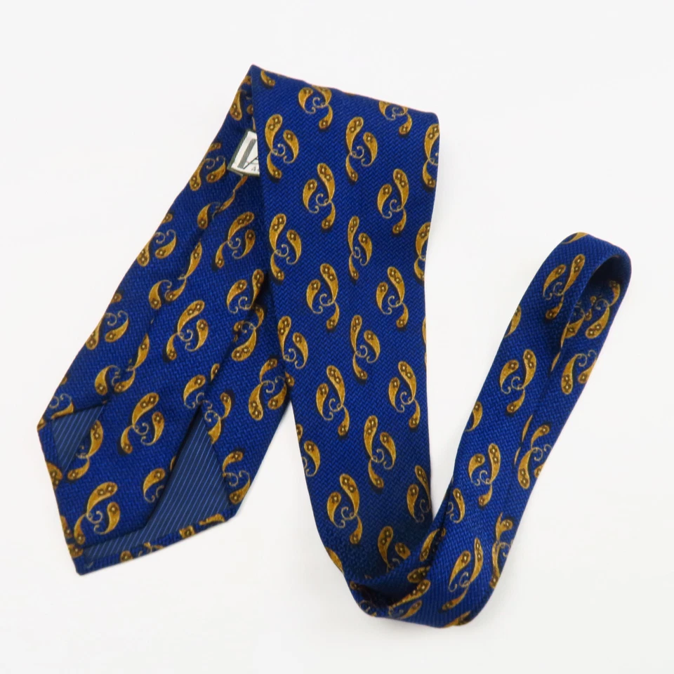 Gravata de pescoço vintage Paulo Avanti ouro azul dança paisley 57x3,75 elegante Itália - Imagem 4 de 4