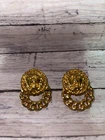 Vintage Costume Jewelry Earrings ~ gold tone- braid on bottom