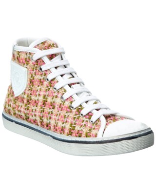 Saint Laurent MALIBU Bedford Tweed & Leather Sneaker Retails $695