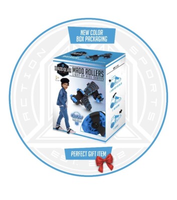 Madd Gear Boys Rollers Light Up Heel Skates Fits Most Shoes Blue Age 6+