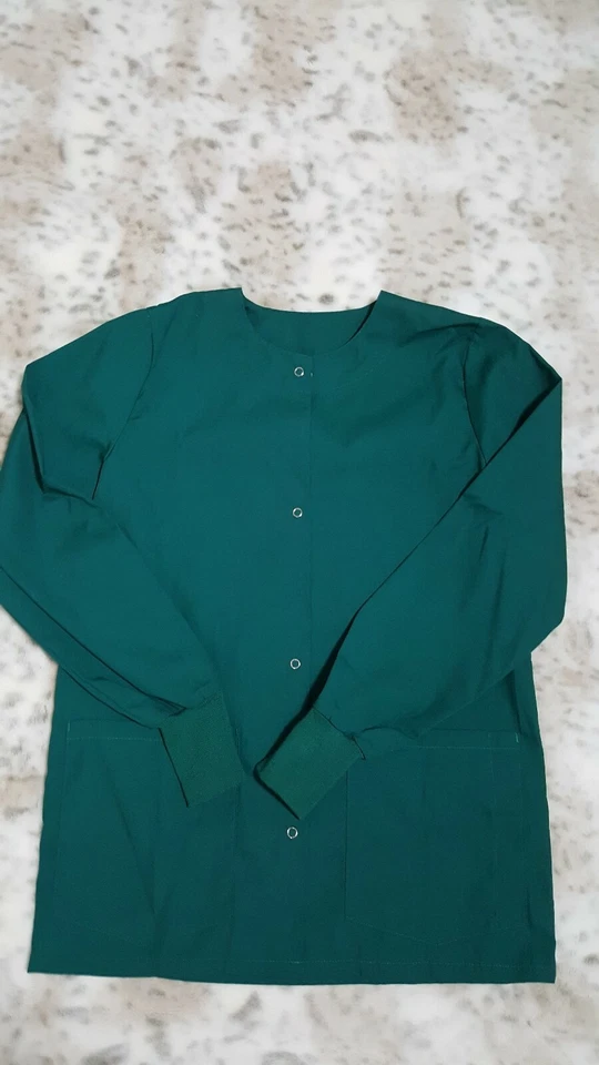 Scrubs EWC Snap Front Long Sleeve Top SWUFDC HG Green Size Womens X Small - Image 4 of 4