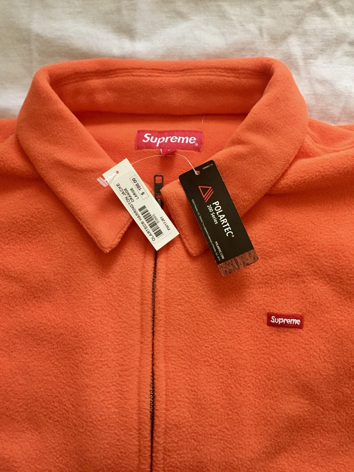 Veste Supreme Polartec Harrington orange flambant neuve taille L Deadstock FW17 Bogo