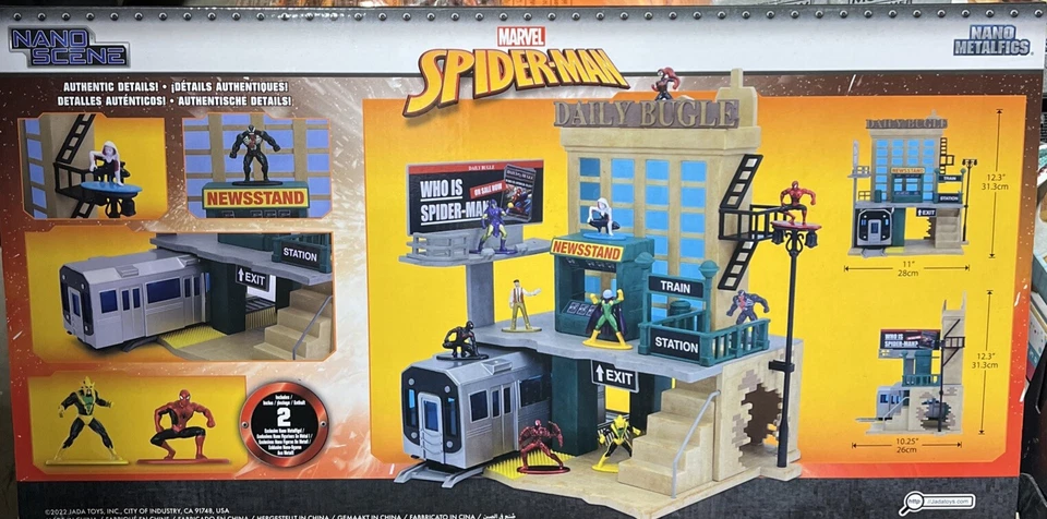 Spiderman Daily Bugle Playset Nano Scene 10 Diecast Figure Box Set New - Image 2 of 2