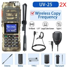2PACK UV-25 WALKIE-TALKIE 136-174&220-260&400-520MHZ TRI-BAND TWO WAY RADIO KITS