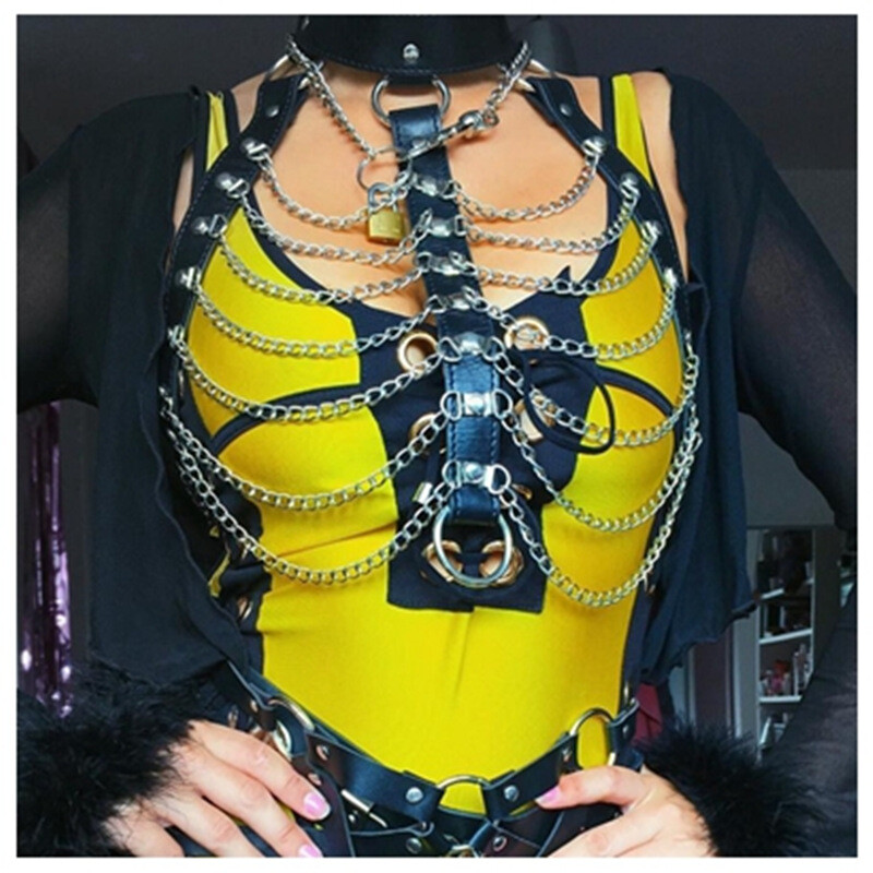 Punk Leather Harness Bra Body Chain Walmart Punk Leather Harness Bra Body Chain, Waist Chains  main image 4