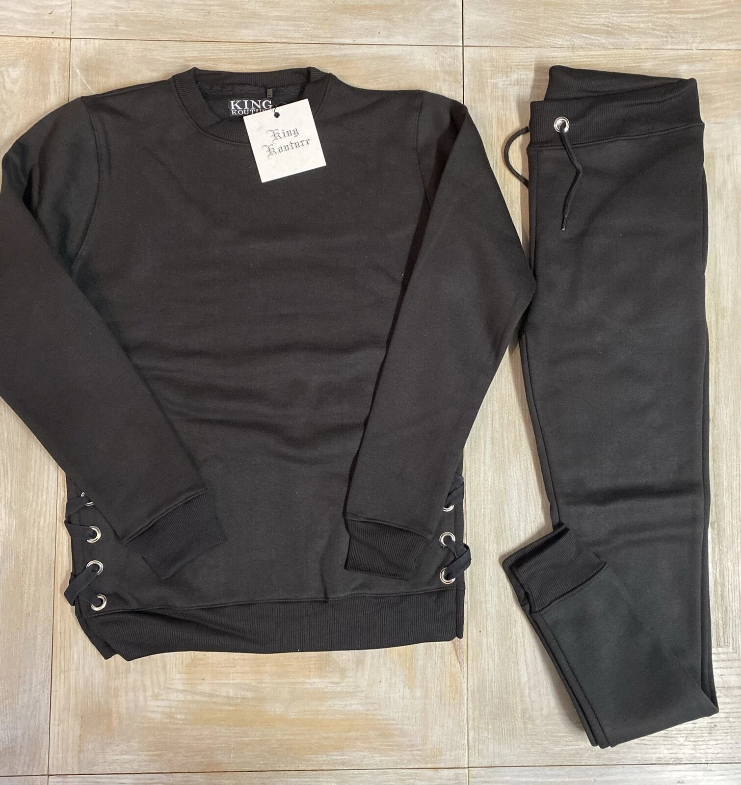 Mens Tracksuit Black Medium RRP £60 King Kouture Sweatshirt & Joggers Set Fit
