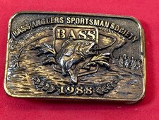 VINTAGE 1988  BASS ANGLERS SPORTSMAN SOCIETY  BELT BUCKLE