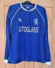 Chelsea 1999/2000 Rare Long Sleeve Football Shirt - Autoglass Home Kit YOUTH 34"