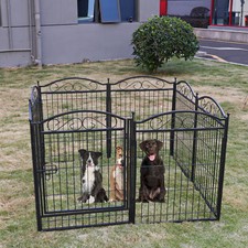Tall Foldable Dog Pen Metal Exercise Barrier Fence Pet Play Kennel Lockable Door