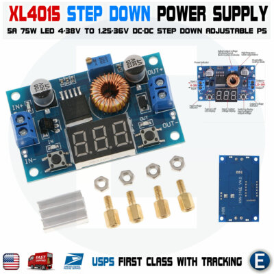 XL4015 5A High power supply 75W DC-DC adjustable step-down module+LED Voltmeter