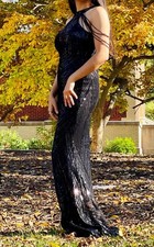 Women Black Beaded Party/Prom/Wedding Long Dress. Stylish, Elegant & Comfortable