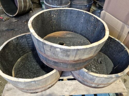 1/4 Genuine Half Whisky Barrel Planter Oak Whiskey Plant Container Flower Pot - Picture 1 of 10