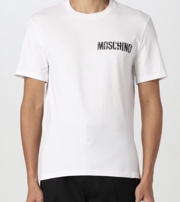 Tシャツ・カットソー MOSCHINO COUTURE Men T-shirt White 07130241 1001 MOSCHINO COUTURE Belt Logo Print Short Sleeve T- Shirt White