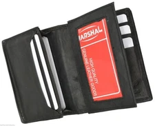 MENS Expandable Business Card Holder/Wallet - Credit Card Slots, ID Flap, Black
