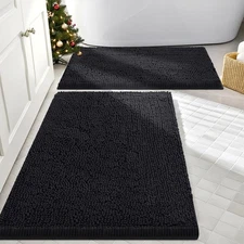 Smiry 2-Pc Chenille Bathroom Rug Set, Absorbent, Non-Slip, Washable - 30x20/24x1