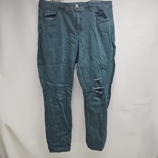 Ava  Viv 18W Modern Curvy Teal Jeans Stretch Denim Distressed Plus Size Fit