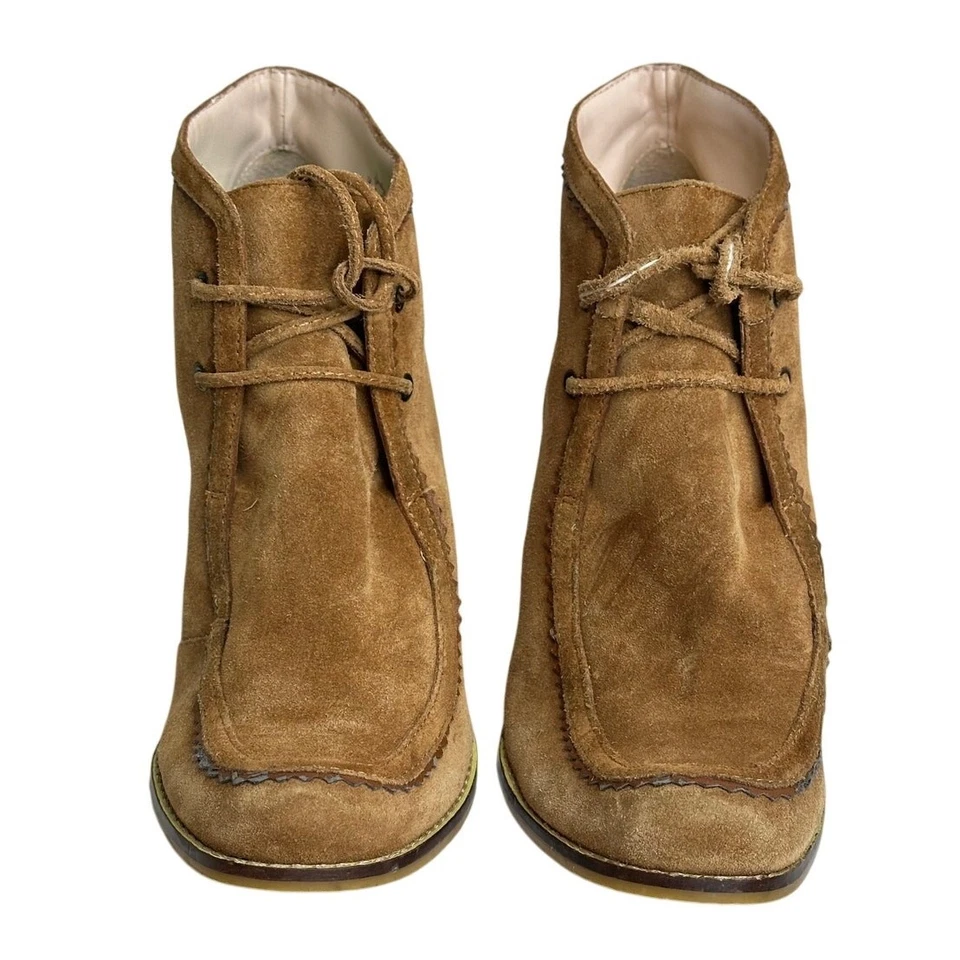 Plenty by Tracy Reese "Jacoby" 麂皮踝靴 棕褐色 坡跟 蕾丝 波西米亚 7 — 第 2/4 张图片