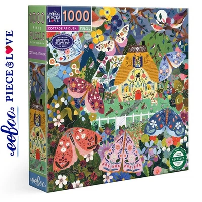 eeBoo Cottage in der Dämmerung 1000 Teile Quadratisches Puzzle Super Deluxe PZT511