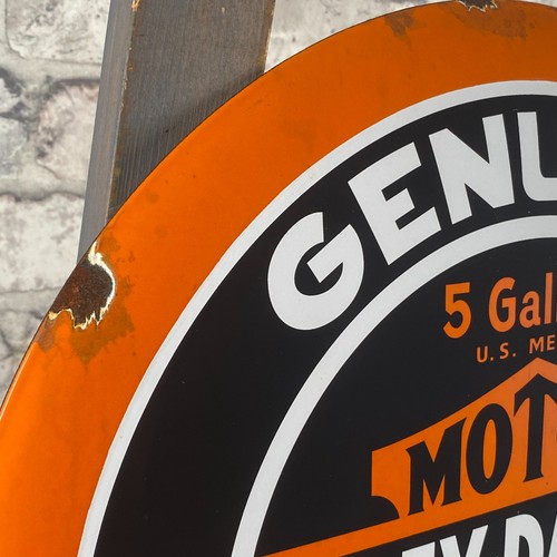 HARLEY-DAVIDSON Enamel Sign ø 16.1" (41cm) Old Motorcycle Nice Garage Decoration - Picture 9 of 15