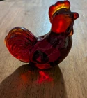 Fenton Handmade VTG Red Glass Rooster Figurine Collectible
