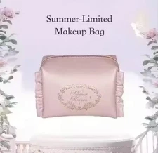 US SELLER- Flower Knows Kawaii Pink Leather Boxy Makeup Case Bag Storage