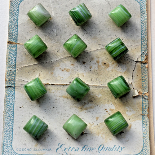 4 Sets of 12 Original Store Cards Small Czech Glass Buttons 3/8” & Under - Picture 2 of 8