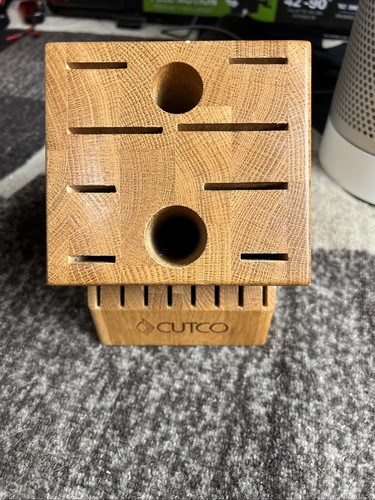 Cutco Homemaker 10 Slot Knife Block Honey Oak Wood Made In USA