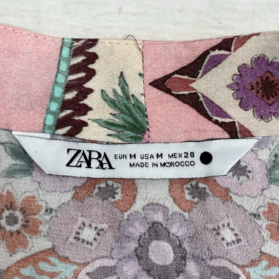 Maxi vestido envolvente bohemio manga larga estampado floral cachemir múltiple de ZARA para mujer talla M Foto 4 de 4