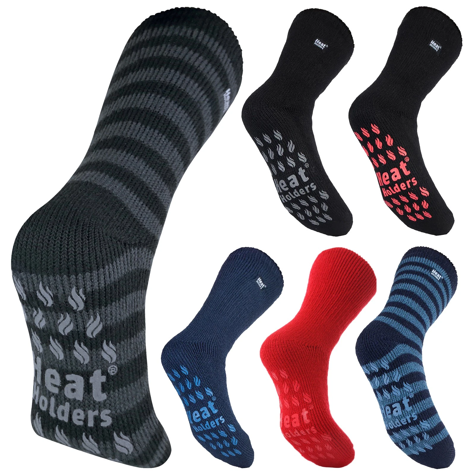 Heat Holders Mens Thick Winter Warm Thermal Anti Skid Slipper Socks with Grips