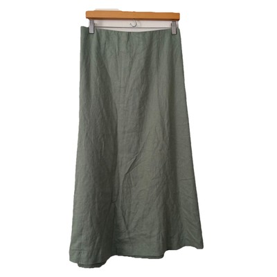 The Drop A-line Midi Skirt Size 2X Sage Green Linen 100% Breathable Beach Cruise