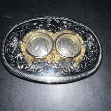Buffalo Nickel Native American Head Belt Buckle Horse Shoes Silver, Gold Color