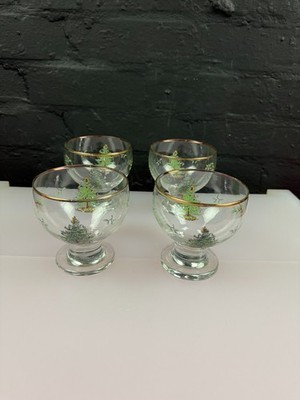 Spode Christmas Tree Dessert Glas Eis Pudding Schalen 4'' hoch 4er Set RAR