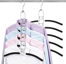 2 Pack 5 in 1 Space Saving Hangers, Multilayer Metal Clothes Hanger Spac