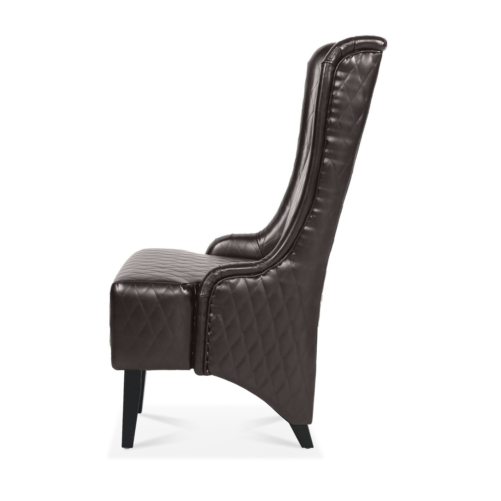 Mid-Century Modern High Back Faux Leather Accent Chair Diamond-Tufted Wingback